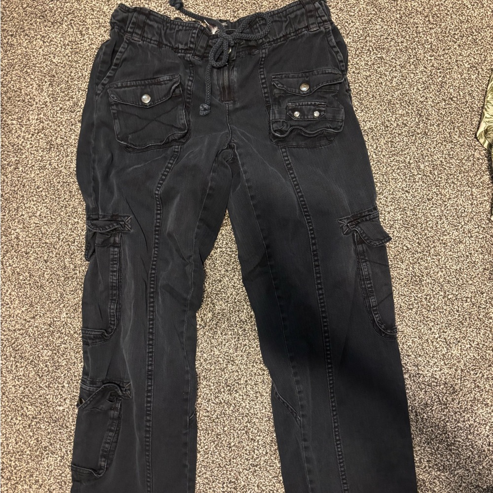 women’s Black Cargo Drawstring Jeans